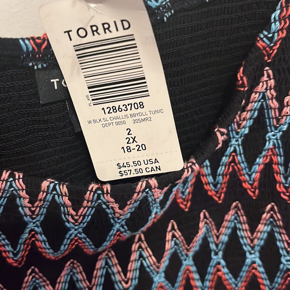 Torrid black challis babydoll top nwt - Picture 2 of 2